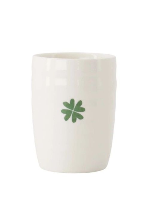 Zusss Koffiemok Klavertje - wit/groen