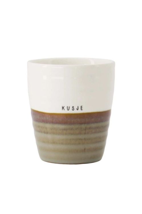Zusss Koffiemok Kusje - wit/grijsblauw