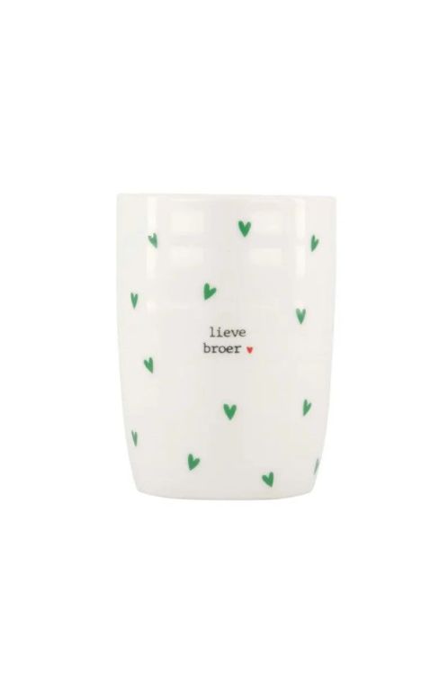 Zusss Koffiemok Lieve broer - hartjes - wit/groen