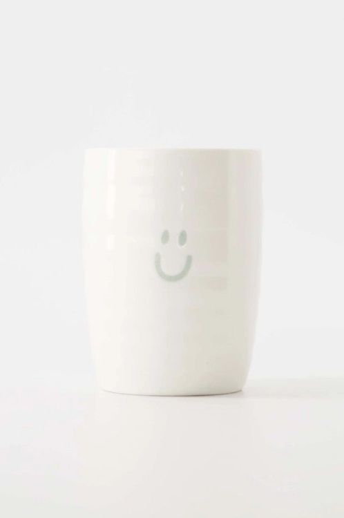 Zusss Koffiemok Smiley - Wit/grijsblauw