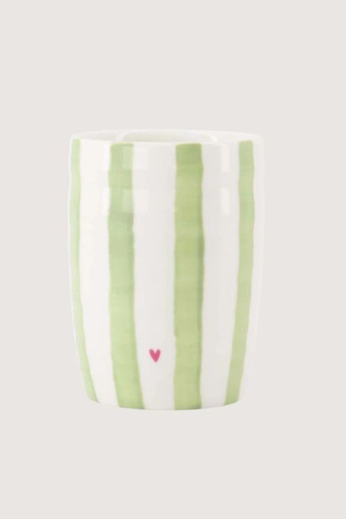 Zusss Koffiemok - Streep hartje - Wit/lichtgroen/fuschia
