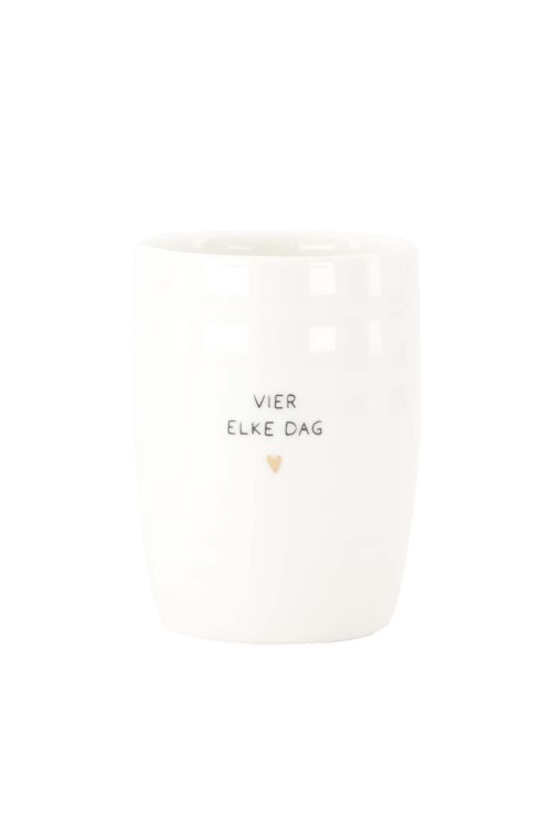 Zusss Koffiemok - Vier elke dag - wit/ goud