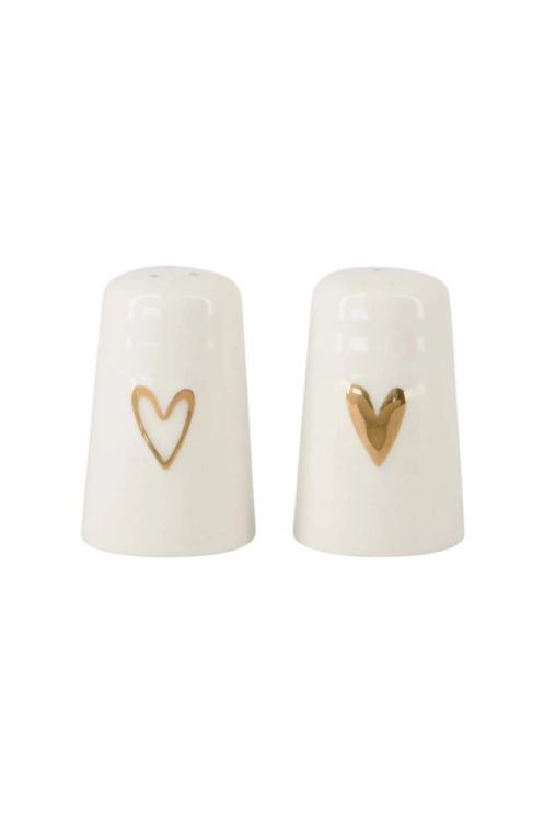 Zusss Peper en zout set - Hartje - wit/goud