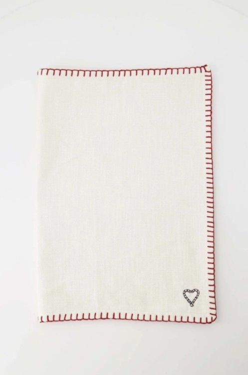 Zusss Placemat - Hart stiksel off white/rood Zusss Placemat - Hart stiksel off white/rood