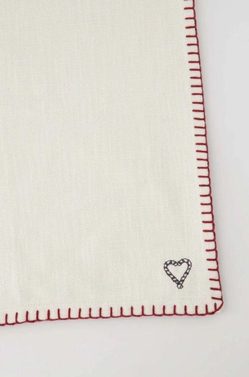 Zusss Placemat - Hart stiksel off white/rood