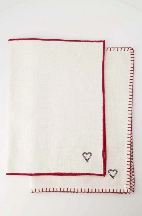 Zusss Placemat - Hart stiksel off white/rood
