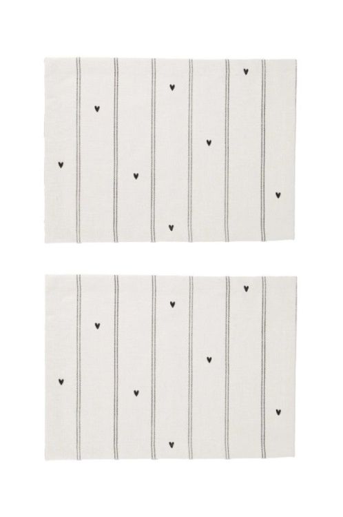 Zusss Placemat (set van 2) -  Strepen/hartjes - zand/antraciet grijs