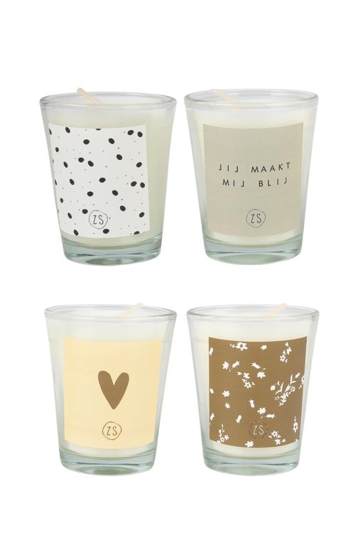 Zusss Set van 4 glaskaarsjes - Jij maakt me blij
