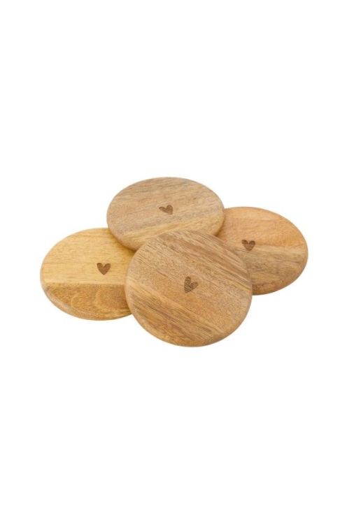 Zusss Set van 4 onderzetters - Hartje - Hout
