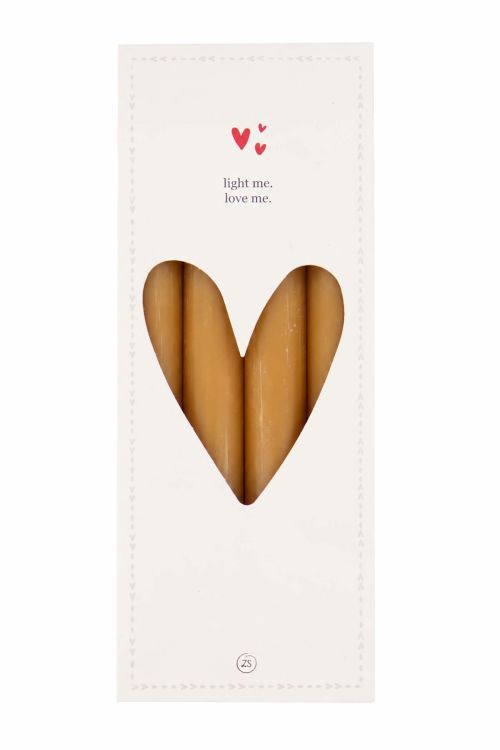 Zusss Set van 4 rustieke kaarsen 20cm - Caramel