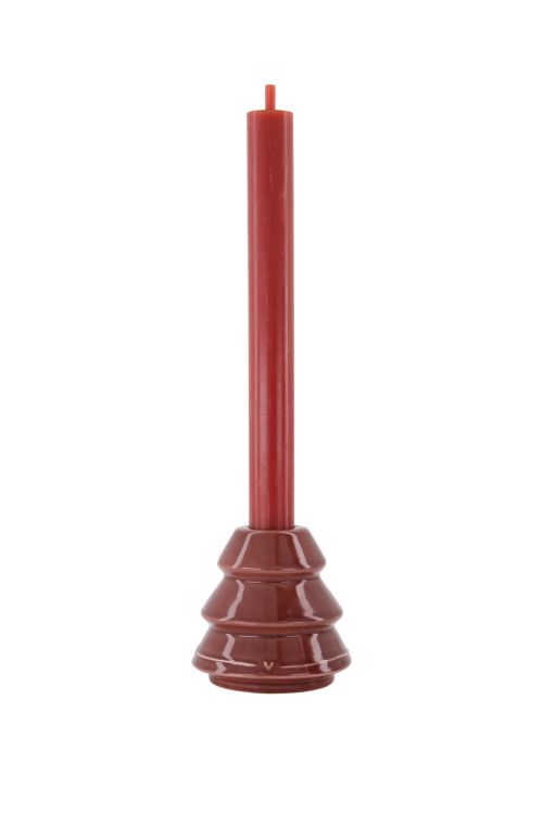Zusss Set van 4 rustieke kaarsen 20cm - Dark red