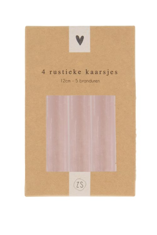 Zusss Set van 4 rustieke kaarsjes 12cm - Leem Zusss Set van 4 rustieke kaarsjes 12cm - Leem