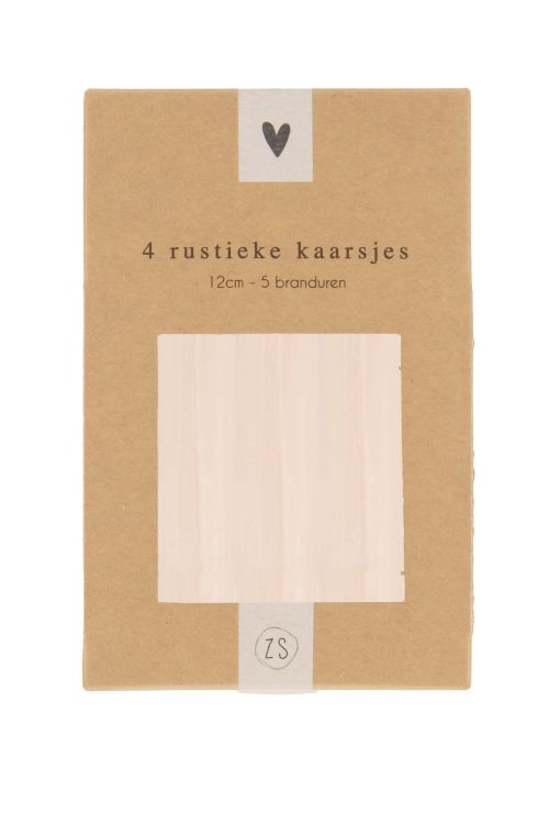 Zusss Set van 4 rustieke kaarsjes 12cm - Poederroze