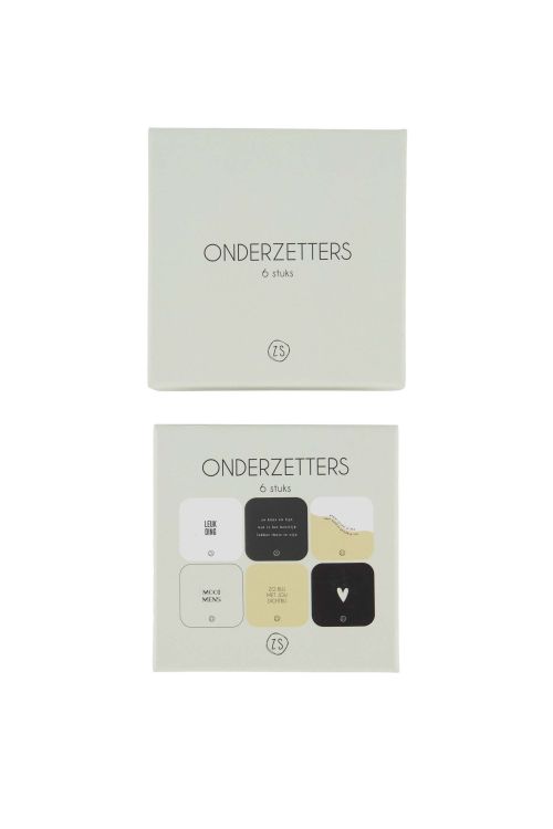 Zusss Set van 6 onderzetters - Zand/ kaki/ antracietgrijs