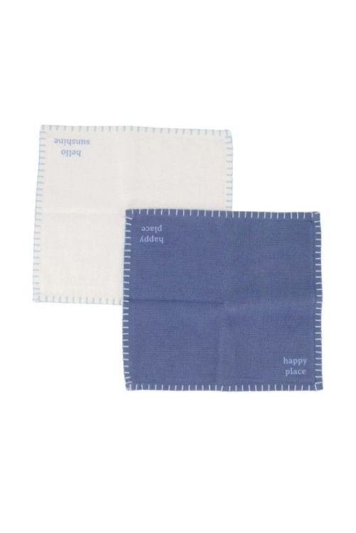 Zusss Set van vaatdoekjes (2) - Hello sunshine - Happy place - zand/grijsblauw Zusss Set van vaatdoekjes (2) - Hello sunshine - Happy place - zand/grijsblauw