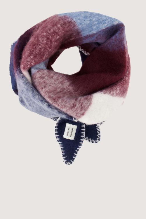 Zusss Sjaal - Driehoek - Dark navy/Burgundy/ocean blue