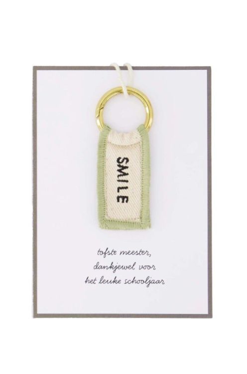 Zusss Sleutelhanger met postkaart - Liefste meester - Licht groen