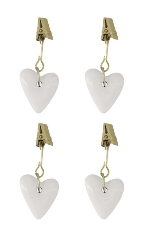 Zusss Tafelkleed hangers (set van 4) - Hart - wit/goud