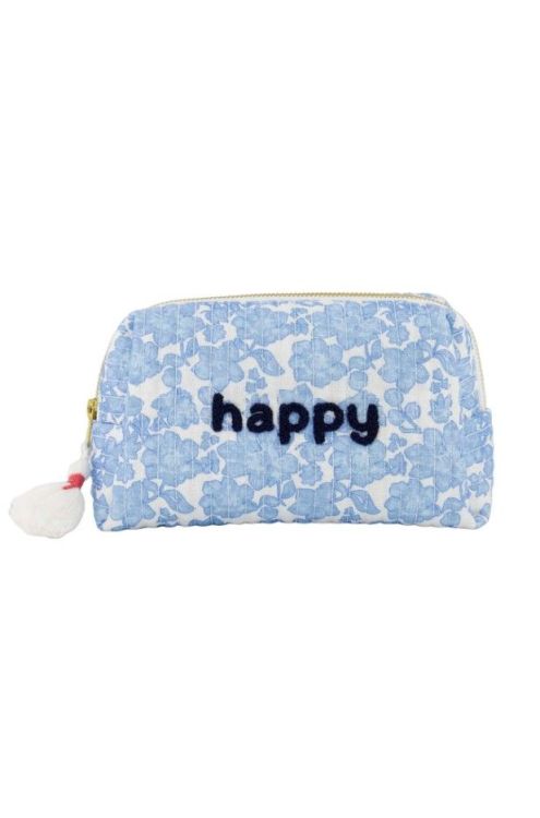 Zusss Toilettas - Flowers happy - Lichtblauw/wit