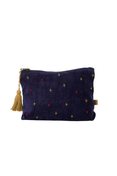 Zusss Toilettas - Velvet sterren donkerblauw/goud