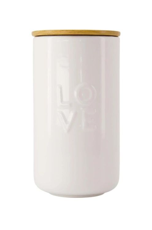 Zusss Voorraadpot keramiek met deksel - Love - Wit
