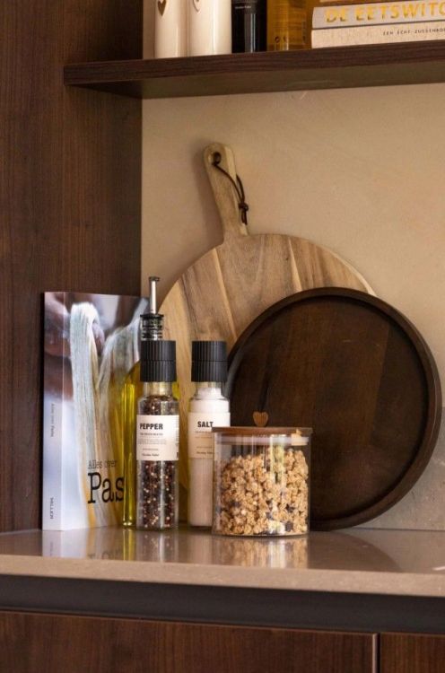Zusss Voorraadpot met deksel - Smile everyday - Glas/hout